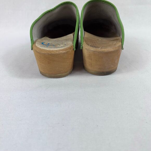 Vintage Swedish Hand Painted Leather and Wood Clogs Size 36 - Picture 3 of 4
